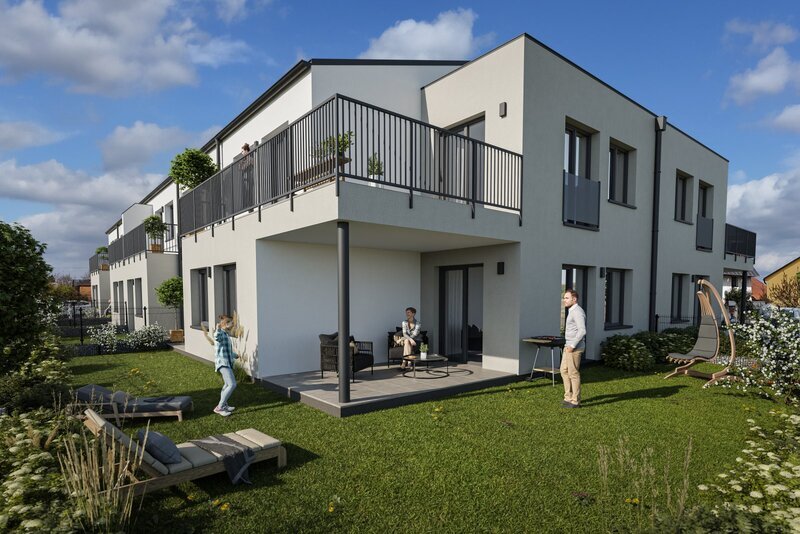 Prostorný byt 2+kk propojen se zahradou orientovanou na jihozápad